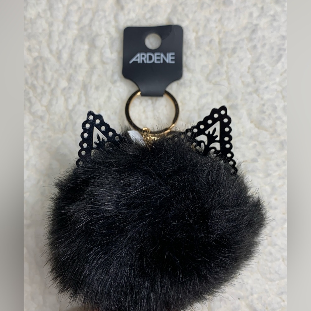 NWT Black Cat Ear Bag Clip on Pom Pom 🎄 Stocking Stuffer